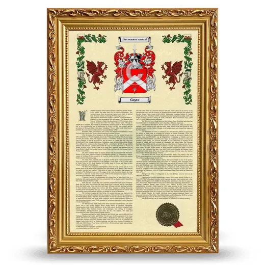 Coyte Armorial History Framed - Gold