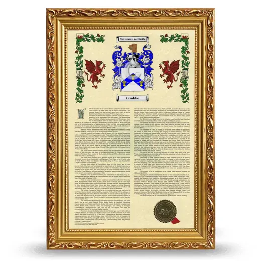 Craddoc Armorial History Framed - Gold