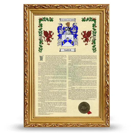 Craditch Armorial History Framed - Gold