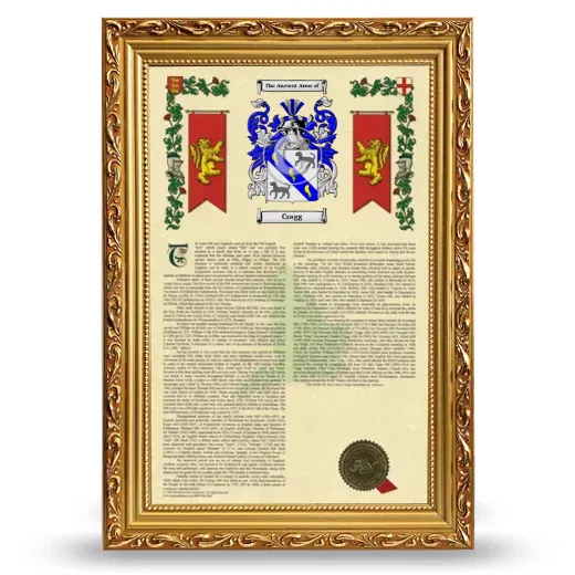 Cragg Armorial History Framed - Gold