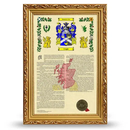 Cragie Armorial History Framed - Gold
