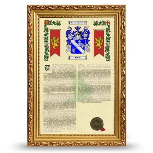 Crase Armorial History Framed - Gold
