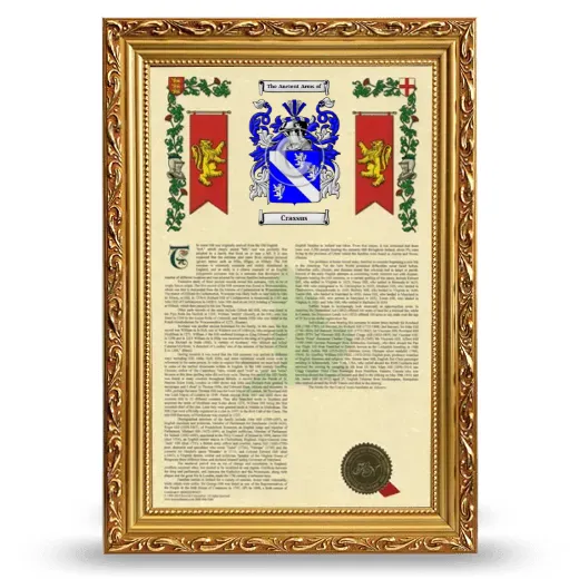 Crassus Armorial History Framed - Gold