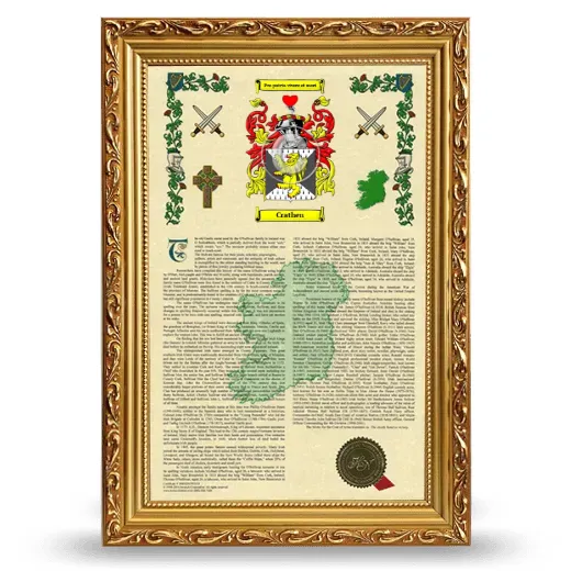 Crathen Armorial History Framed - Gold