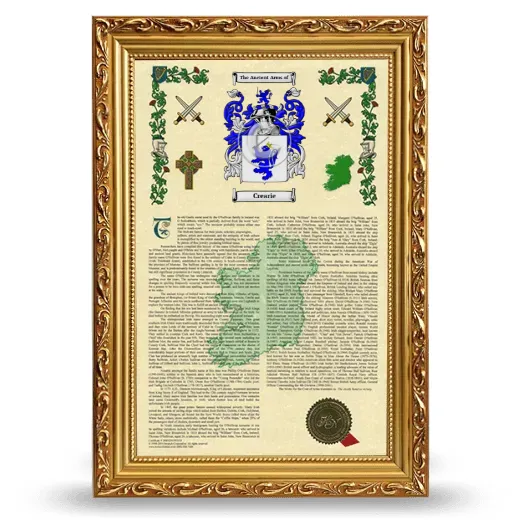 Crearie Armorial History Framed - Gold