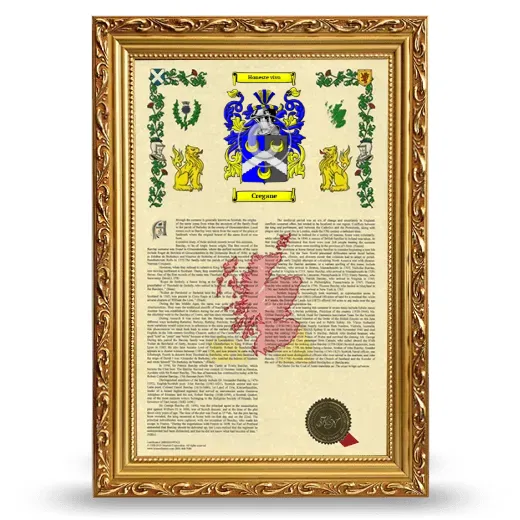 Cregane Armorial History Framed - Gold