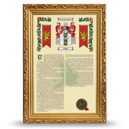 Crege Armorial History Framed - Gold