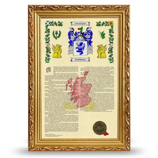 Creichtume Armorial History Framed - Gold
