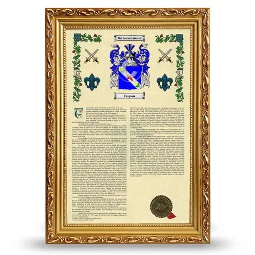 Crepon Armorial History Framed - Gold