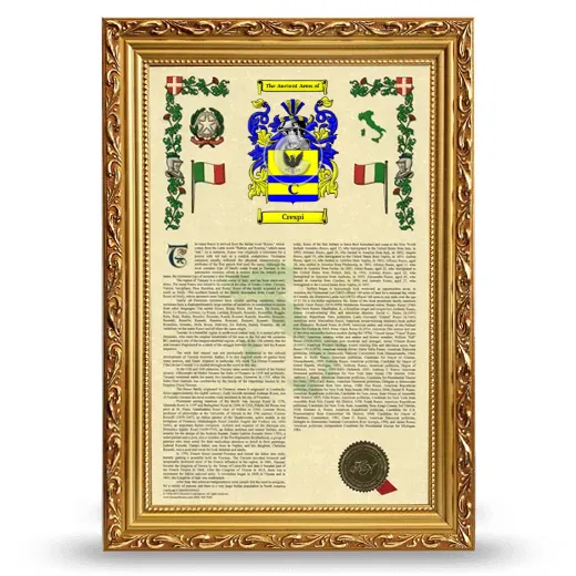 Crespi Armorial History Framed - Gold