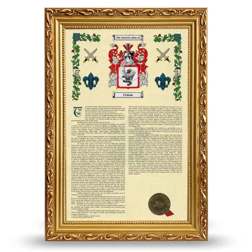 Cresse Armorial History Framed - Gold