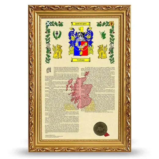 Cretney Armorial History Framed - Gold
