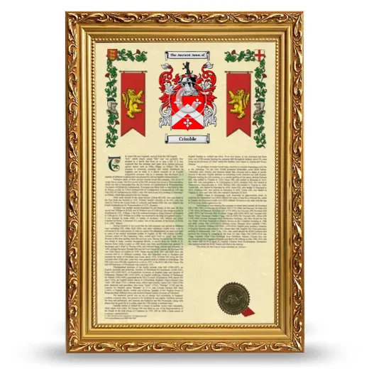 Crimble Armorial History Framed - Gold