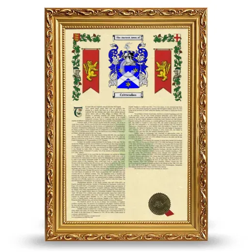 Crittendan Armorial History Framed - Gold