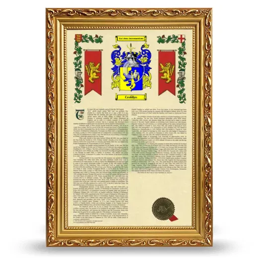 Crofdyn Armorial History Framed - Gold