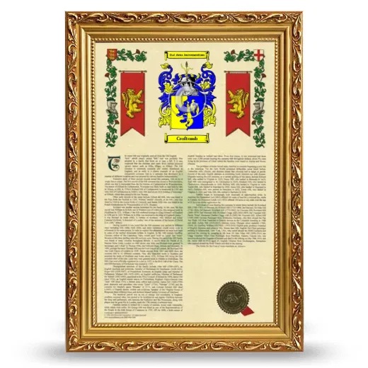 Croftomb Armorial History Framed - Gold
