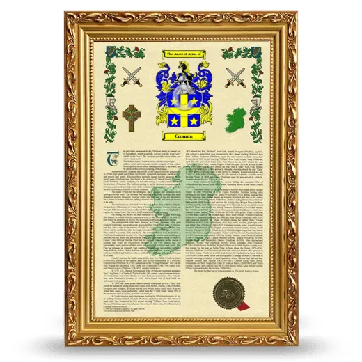 Cronnin Armorial History Framed - Gold