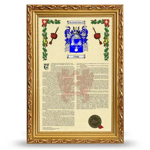 Crugg Armorial History Framed - Gold