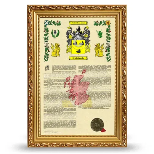 Cruikshanks Armorial History Framed - Gold