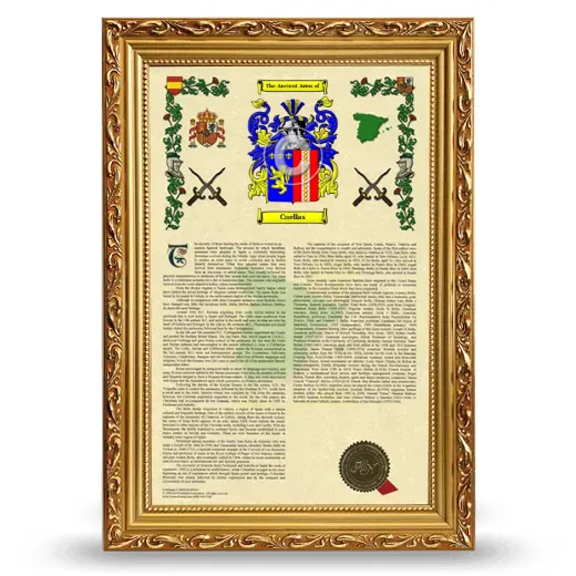 Cuellas Armorial History Framed - Gold