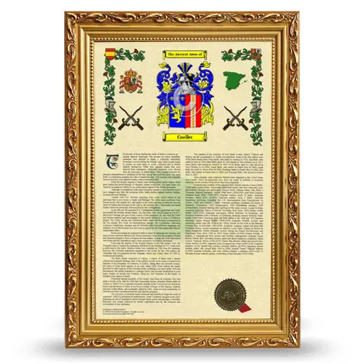 Cueller Armorial History Framed - Gold