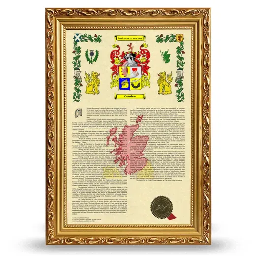 Cumbor Armorial History Framed - Gold