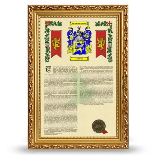 Curiton Armorial History Framed - Gold