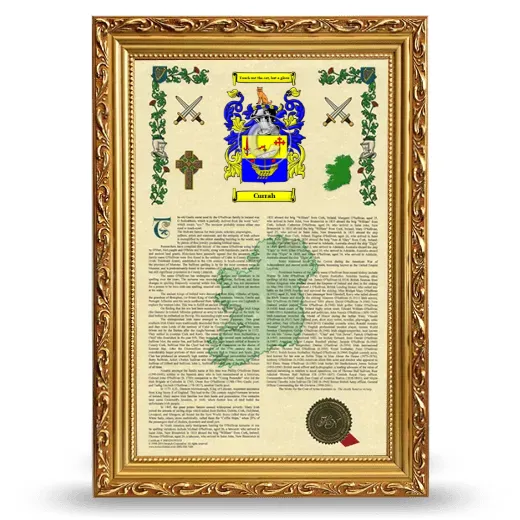 Currah Armorial History Framed - Gold