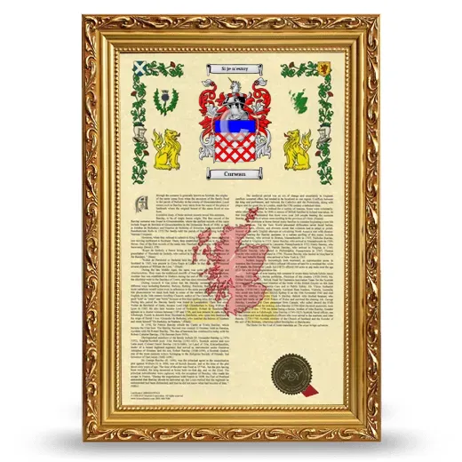 Curwan Armorial History Framed - Gold