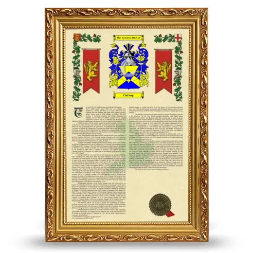 Cutray Armorial History Framed - Gold