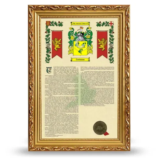 Cuttman Armorial History Framed - Gold