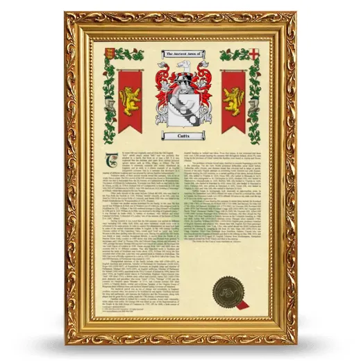 Cutts Armorial History Framed - Gold