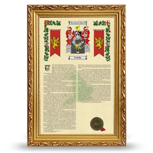 D eathe Armorial History Framed - Gold
