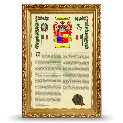 D elia Armorial History Framed - Gold