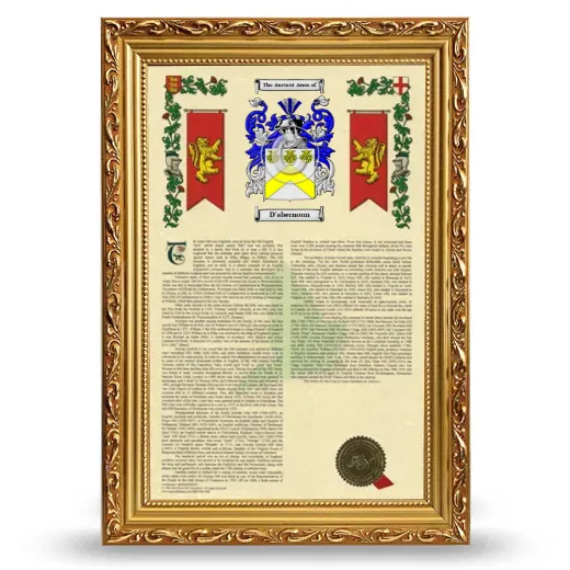 D'abernoun Armorial History Framed - Gold