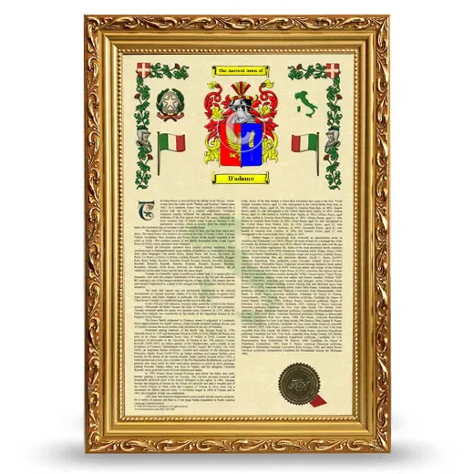 D'adamo Armorial History Framed - Gold