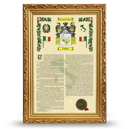 D'alesio Armorial History Framed - Gold
