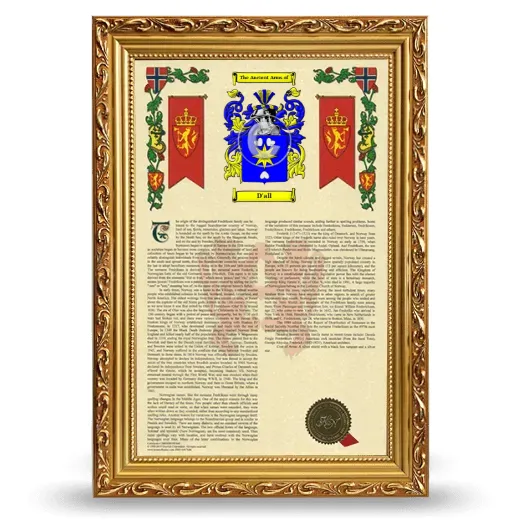 D'all Armorial History Framed - Gold