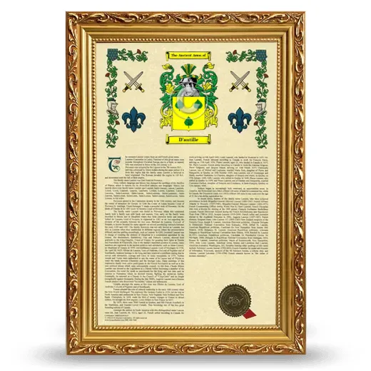 D'antille Armorial History Framed - Gold