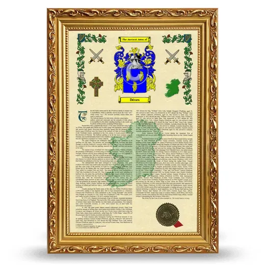 Dénes Armorial History Framed - Gold