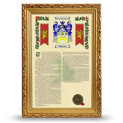 Dabbernon Armorial History Framed - Gold