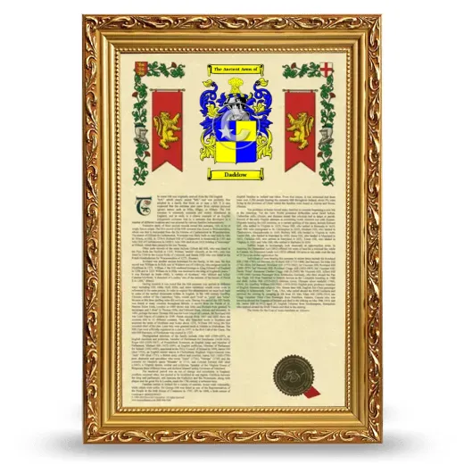 Daddow Armorial History Framed - Gold