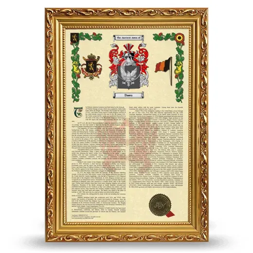 Daen Armorial History Framed - Gold
