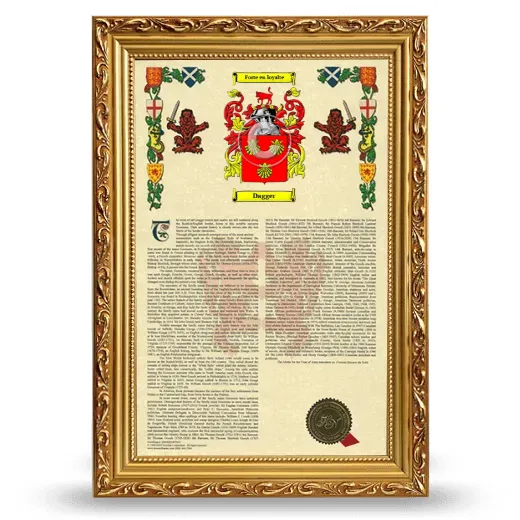 Dagger Armorial History Framed - Gold