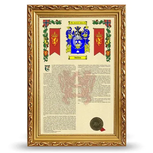 Dahlen Armorial History Framed - Gold