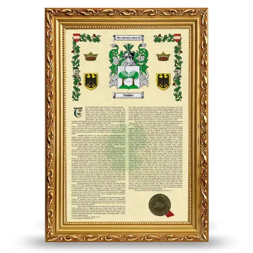Dahler Armorial History Framed - Gold