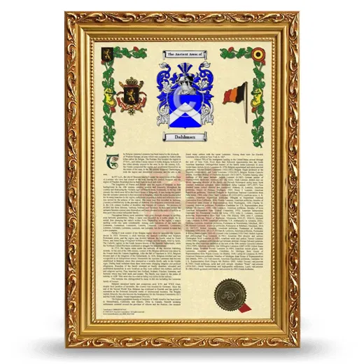 Dahlman Armorial History Framed - Gold