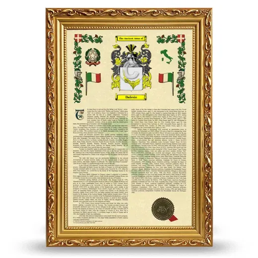 Dalesio Armorial History Framed - Gold
