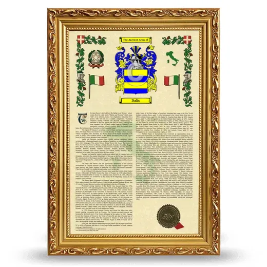 Dalis Armorial History Framed - Gold
