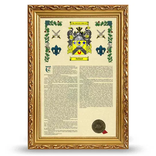 Dallard Armorial History Framed - Gold